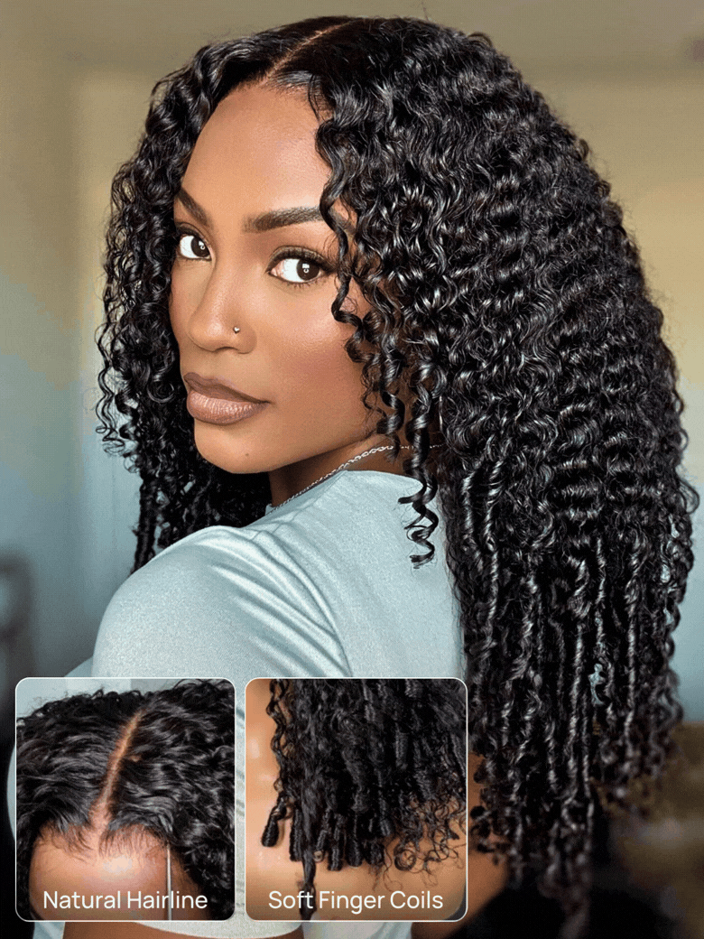 Natural colour Burmese curly glueless wig