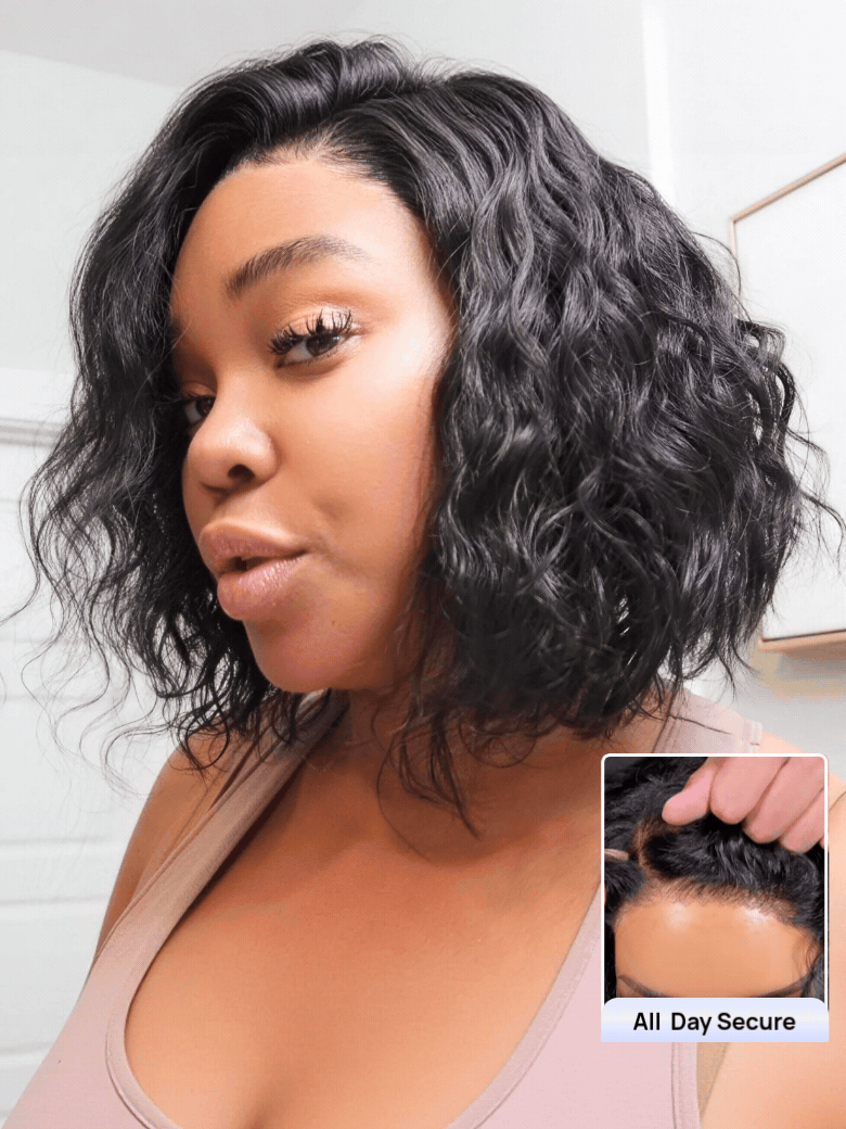 Soft water wave bob wig texture and movement