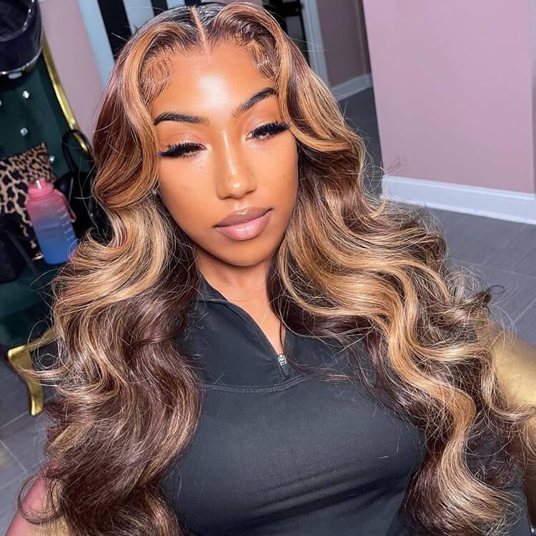 [Glueless Wig]  Hair Highlight #4/27 Body Wave 4x4 & 5x5 HD Lace  Pre-cut Easy To Wear Glueless Wigs 180% 200% Density  Wigs
