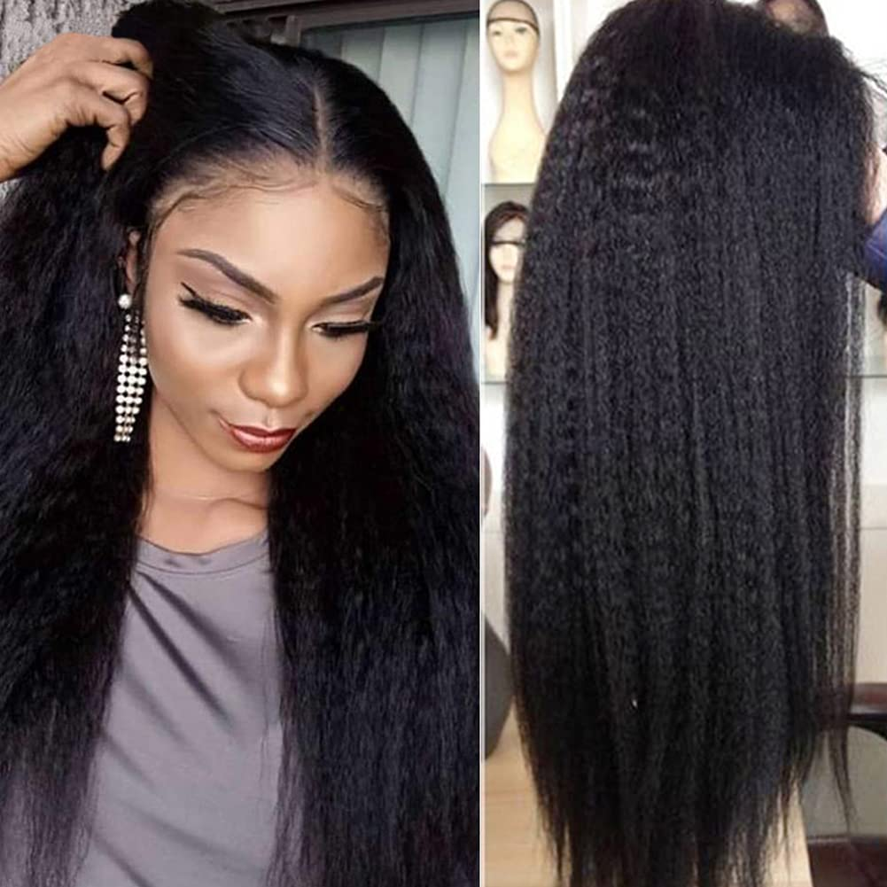 [Glueless Wig]  Easy To Wear Glueless Wigs Kinky Straight Pre-Cut 4x4/5x5 HD Transparent Lace Closure Wig with Pre Plucked Hairline