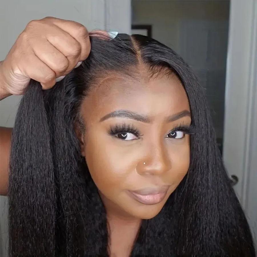 [Glueless Wig]  Kinky Straight  6x4 Pre-cut Glueless Wigs for Beginners Ready To Go  Wigs