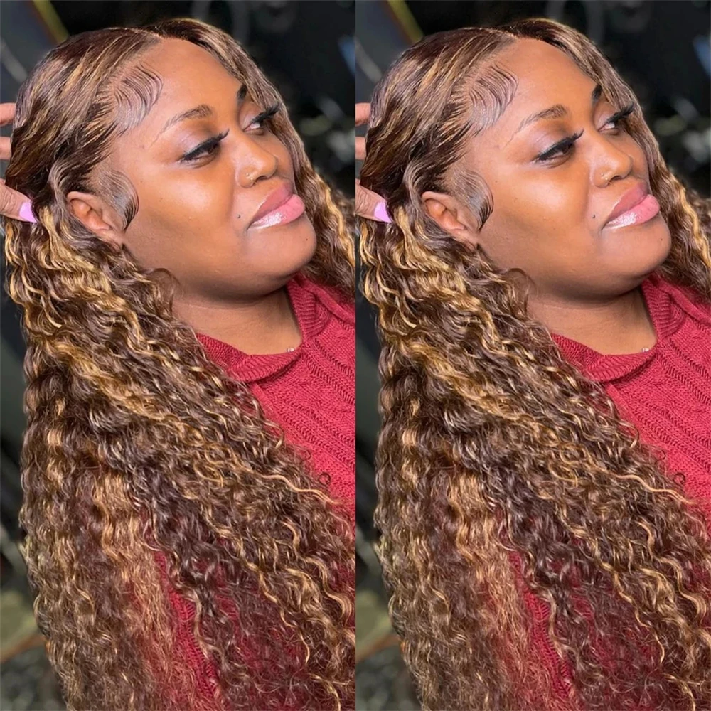 [Glueless Wig]  Highlight Color P4/27 Deep Wave HD 4x4 & 5x5 lace Pre-cut Glueless Wig With Baby Hair