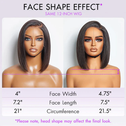 Blunt Cut Short Bob T/4 Brown 13x4/2x6 Lace Front Wig T/99J Red Straight Wigs