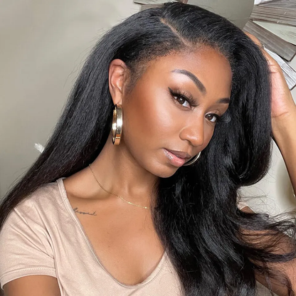 [Glueless Wig]  Kinky Straight  6x4 Pre-cut Glueless Wigs for Beginners Ready To Go  Wigs