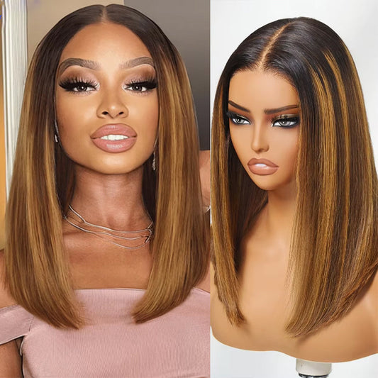Glueless Brown Piano Highlight Bob Wig