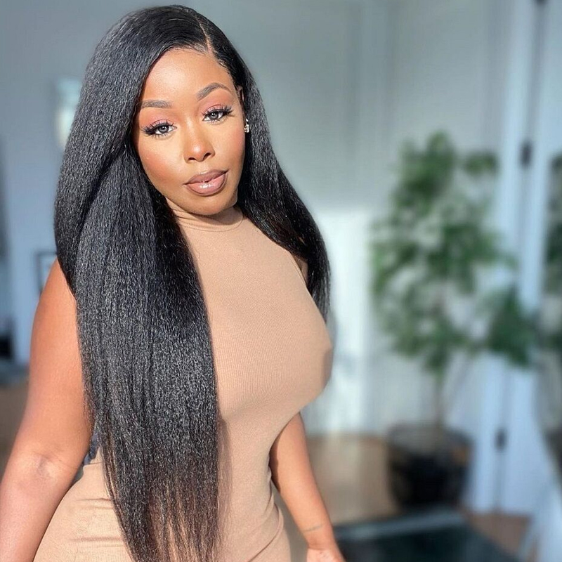 [Glueless Wig]  Easy To Wear Glueless Wigs Kinky Straight Pre-Cut 4x4/5x5 HD Transparent Lace Closure Wig with Pre Plucked Hairline