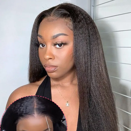 [Glueless Wig]  Kinky Straight  6x4 Pre-cut Glueless Wigs for Beginners Ready To Go  Wigs
