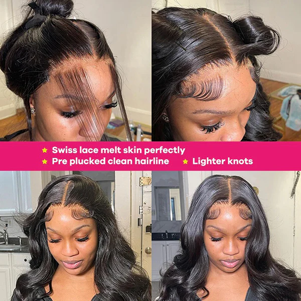 [Glueless Wig] Pre-cut 5x5 HD Invisible Lace Front Wigs Pre Plucked Body Wave Glueless  Wigs