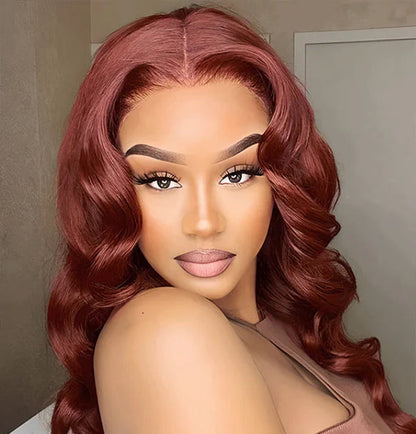 [Glueless Wig]  Hair Ready To Go Color #33 Reddish Brown Body Wave Lace 4x4 & 5x5  Pre-cut Lace Glueless Wigs