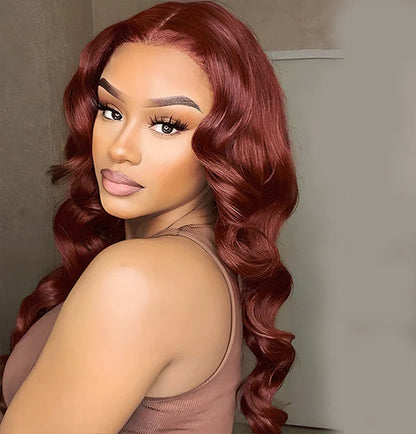 [Glueless Wig]  Hair Ready To Go Color #33 Reddish Brown Body Wave Lace 4x4 & 5x5  Pre-cut Lace Glueless Wigs
