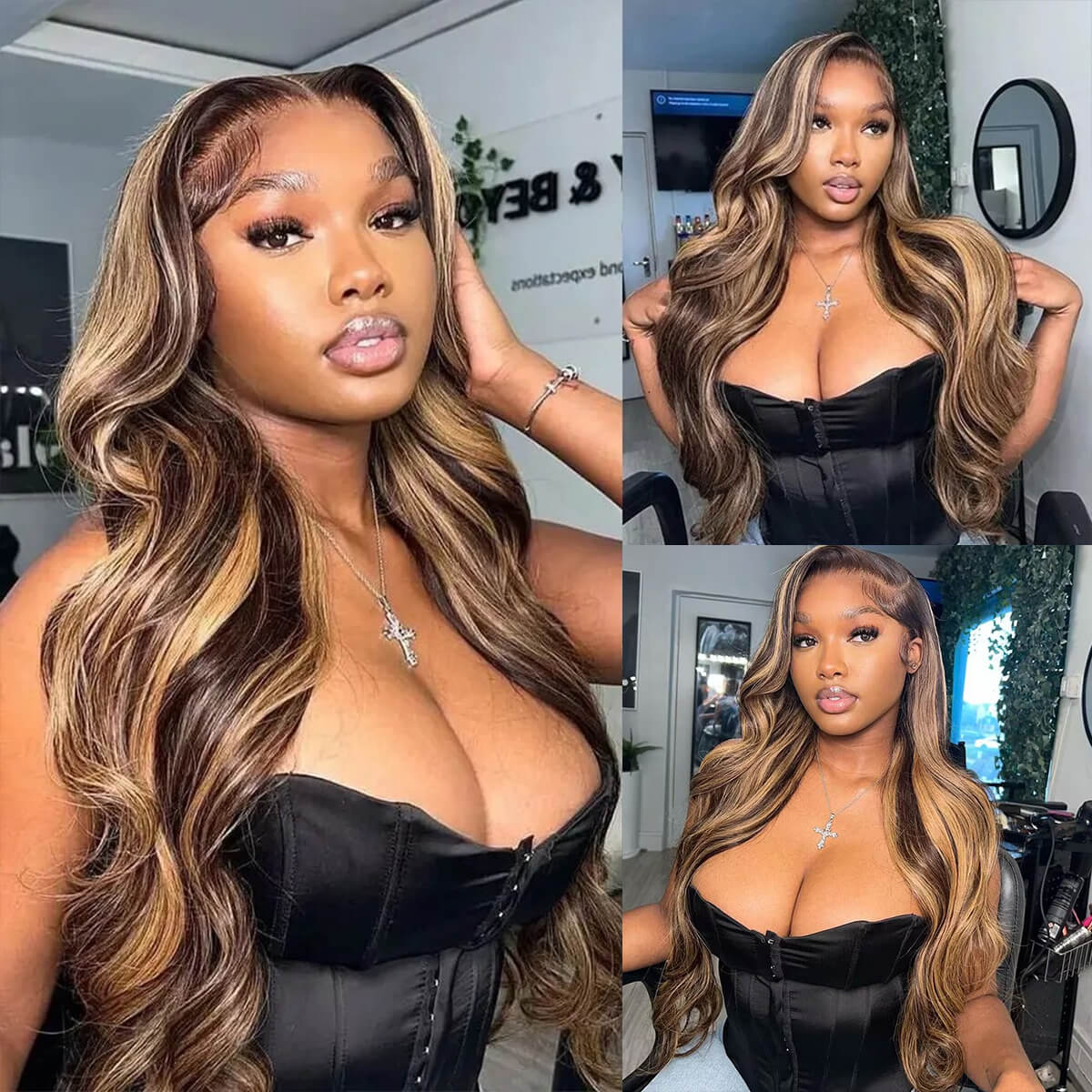 [Glueless Wig]  Hair Highlight #4/27 Body Wave 4x4 & 5x5 HD Lace  Pre-cut Easy To Wear Glueless Wigs 180% 200% Density  Wigs