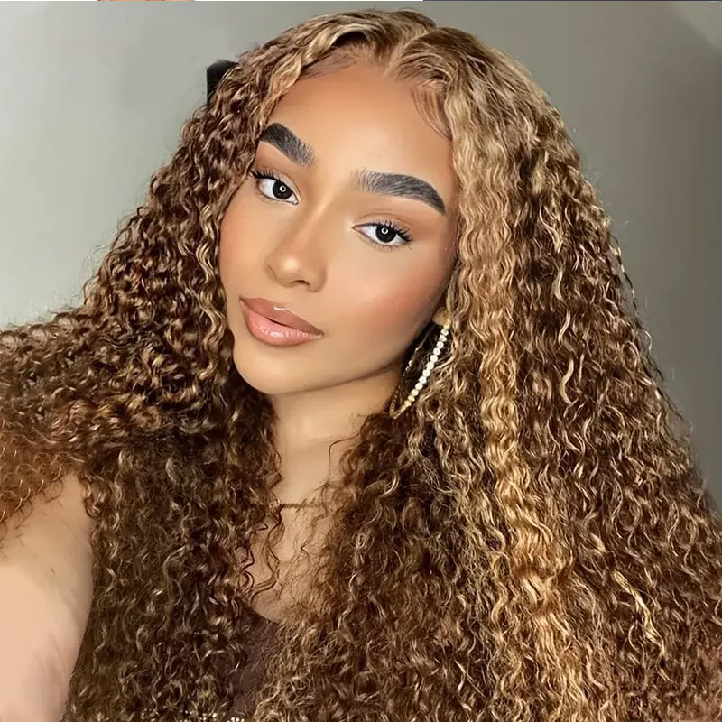 [Glueless Wig] Hair Pre-cut Glueless 4x4 & 5x5 lace Wig Highlight Color P4/27 Water Wave Wig For Black Women