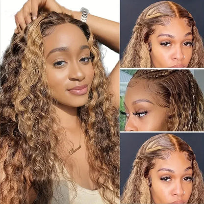 [Glueless Wig] Hair Pre-cut Glueless 4x4 & 5x5 lace Wig Highlight Color P4/27 Water Wave Wig For Black Women
