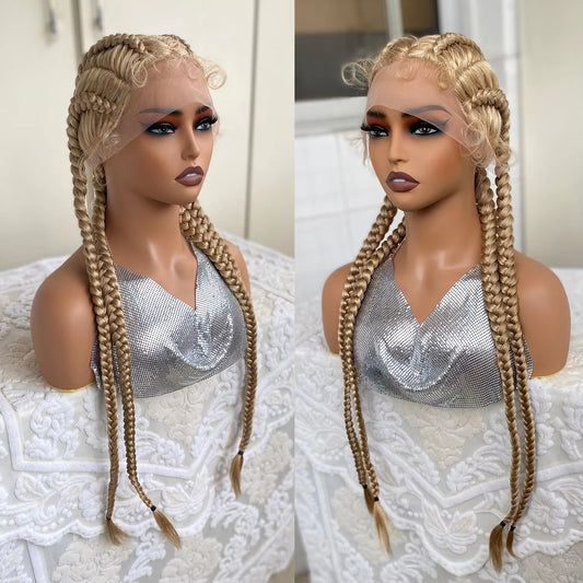 Lace Front Wig Braided Wigs With Baby Hair 32 Inches 4 Twist Cornrow Braids Crochet Braids