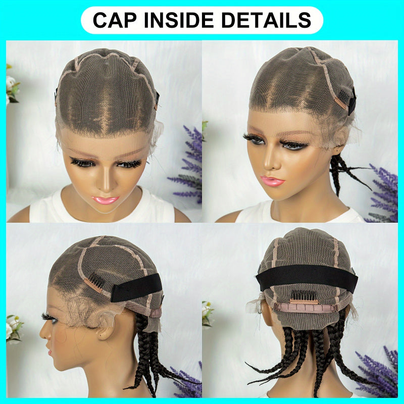 Elegant Full Lace Cornrow Braided Wig 14 Inch Short Hand-Braided Lace Front Wig