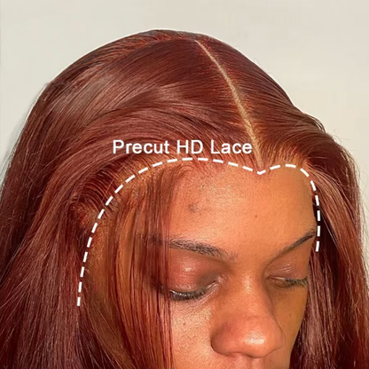[Glueless Wig] Hair Color #33 Reddish Brown 180% 200% Density Straight Lace 4x4 & 5x5  Pre-cut Lace Ready To Go Glueless Wigs