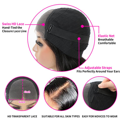 $170=28''丨[Glueless Wig] Body Wave 6x4 Lace Front Pre-cut Easy To Wear Wig  Glueless Wigs(No Code Need)
