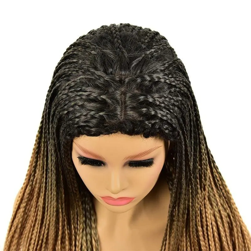 Black Mixed Gold Micro Braids Wig Box Braided Wigs
