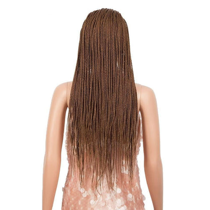 Dark Brown Long Micro Braids Wig Headband Wigs Box Braided Wigs