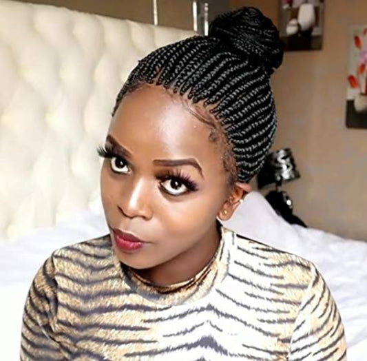 African Braid Wig European and  Short Hair Stretch mesh Chemical Headgear Box Braids Wigs