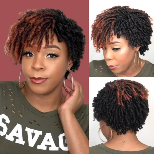 10 Inches Afro Kinky Curly Wig Short Dreadlock Wig With Bangs Crochet Wig for Black Women