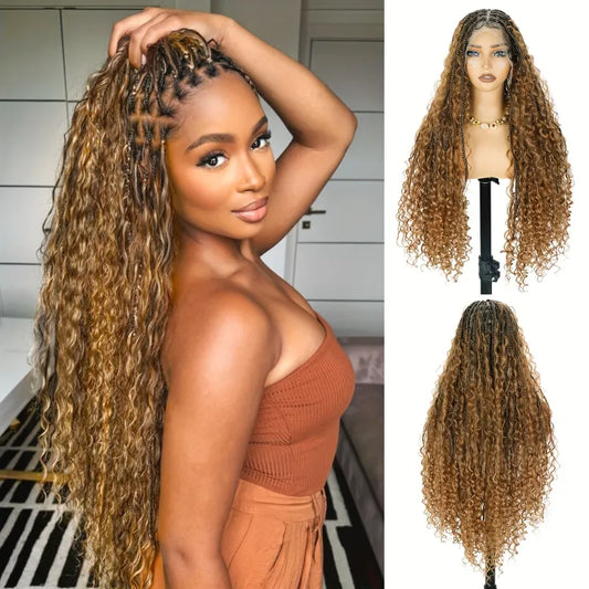 Long Bohemian Knotless Braided Wigs Women Featuring Handmade Wigs