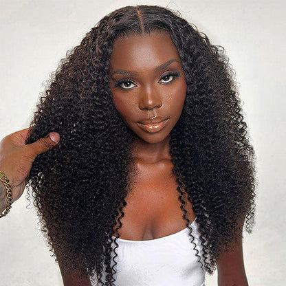 [Glueless Wig] Super Easy Afro Curly Ready To Go Glueless HD 6x4 Pre-cut Lace Closure 3D Dome Cap 100%  Wig