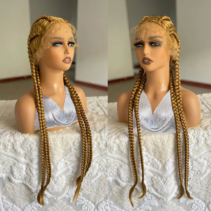 Lace Front Wig Braided Wigs With Baby Hair 32 Inches 4 Twist Cornrow Braids Crochet Braids