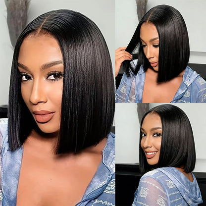 Blunt Cut 5x5/6x6 HD Lace Bob Wig Straight Natural Color for Black Women Wig 220% Density