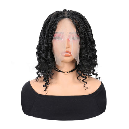 16" Boho Braided Wig 6x6 Lace Front Wig Full Lace Box Braid Wigs