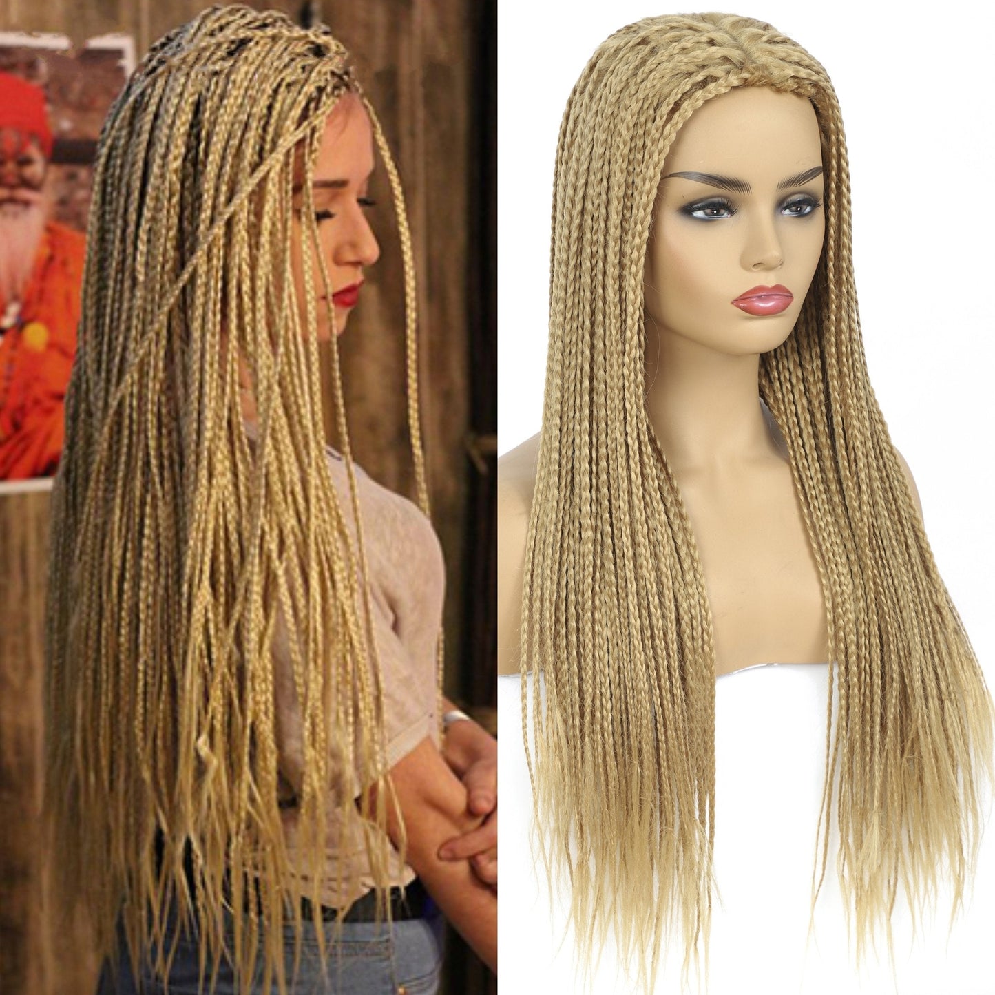 Blonde Micro Braids Wig Box Braided Wigs for Black Women