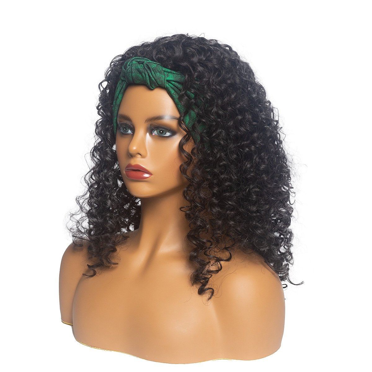 Hot Sexy Kinky Long Curly Wig with Green Headband