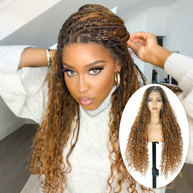 Long Bohemian Knotless Braided Wigs Women Featuring Handmade Wigs