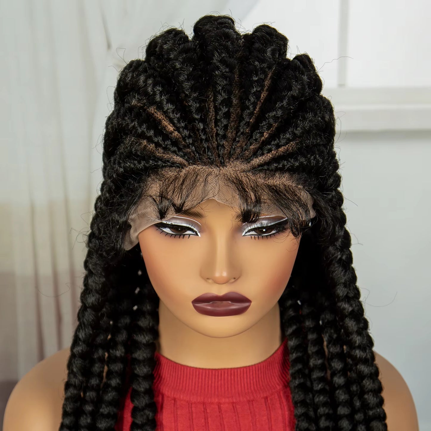 32INCH Cornrow Braided Wigs Full Lace Braids Wig with Baby Hair Lace Frontal Knotless Braided Lace Wig