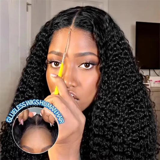 [Glueless Wig] Natural Black Deep Wave 6X4 HD Lace Wig Pre-cut Glueless Wigs With Baby Hair