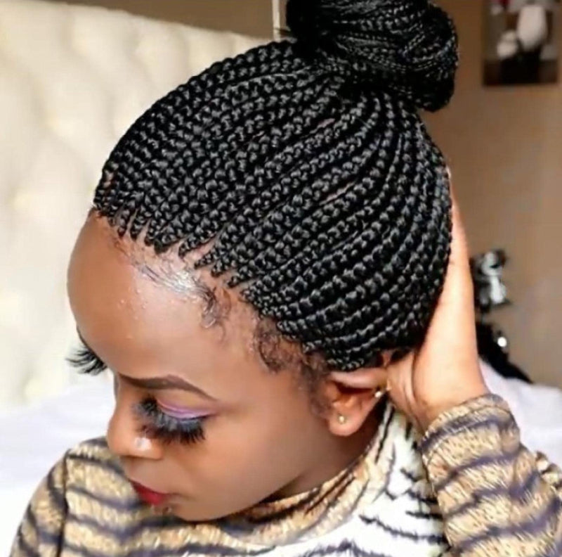 African Braid Wig European and  Short Hair Stretch mesh Chemical Headgear Box Braids Wigs