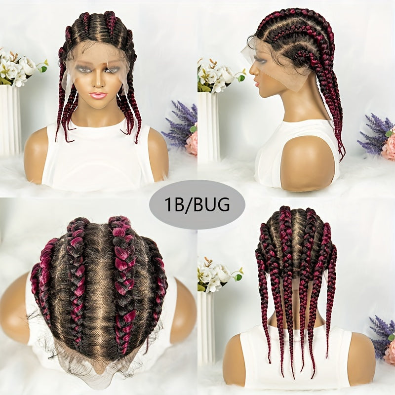 Elegant Full Lace Cornrow Braided Wig 14 Inch Short Hand-Braided Lace Front Wig