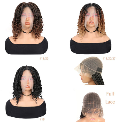 16" Boho Braided Wig 6x6 Lace Front Wig Full Lace Box Braid Wigs