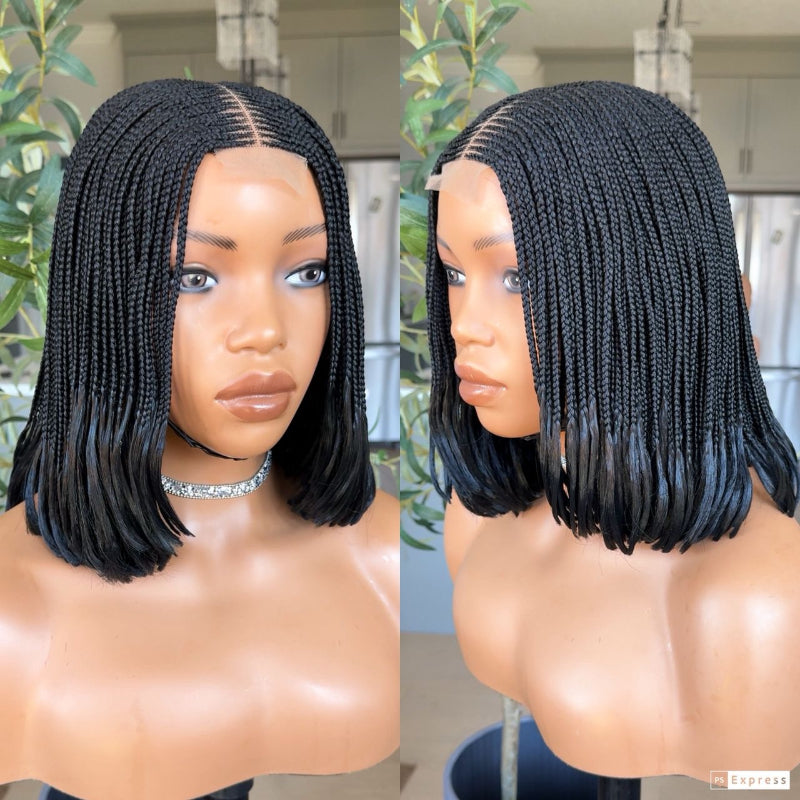 Knotless Classic Braided Center Cornrow Bob Wig