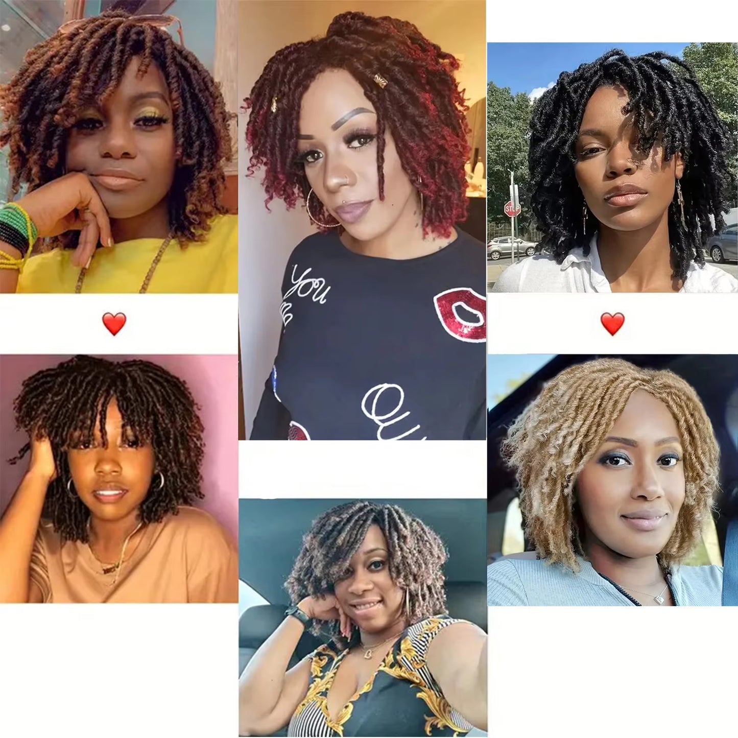 Glueless Dreadlock Wig Short Twist Wigs Afro Curly Hair