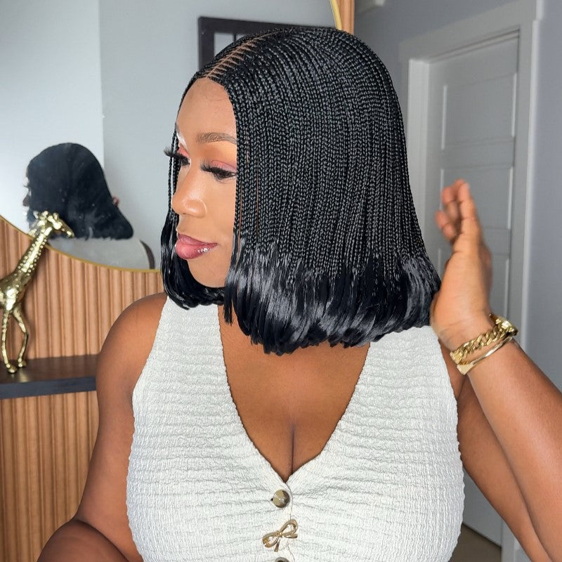 Knotless Classic Braided Center Cornrow Bob Wig