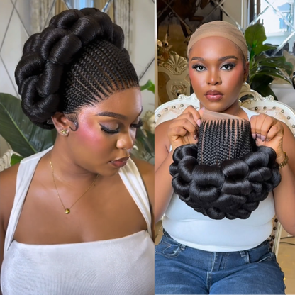 All-Lace Baby Hair Wig Bantu Knot Twisted Braid Wig