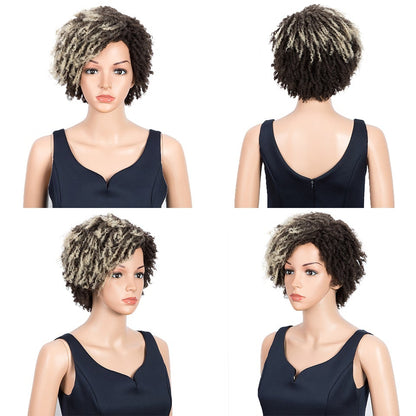 Afro Kinky Curly Wig Short Dreadlock Wig With Bangs Crochet Wig for Black Women