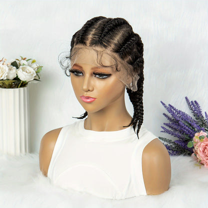 Elegant Full Lace Cornrow Braided Wig 14 Inch Short Hand-Braided Lace Front Wig