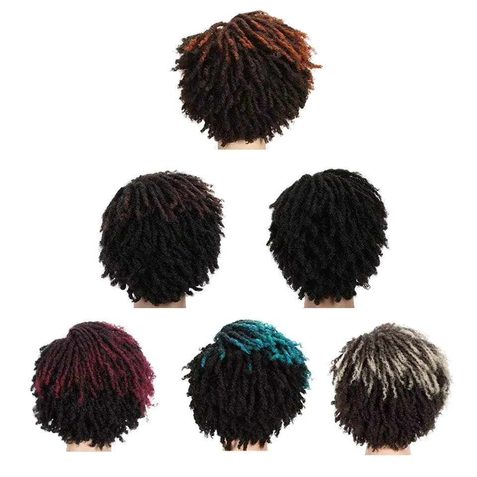 Afro Kinky Curly Wig Short Dreadlock Wig With Bangs Crochet Wig for Black Women