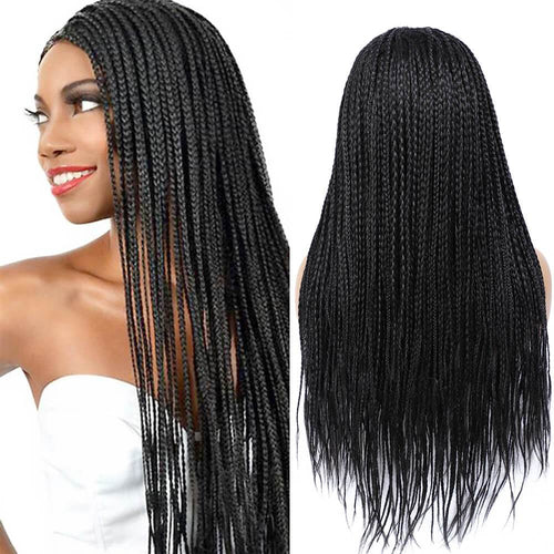 Black Color Long Micro Braids Wig Box Braided Wigs for Black Women
