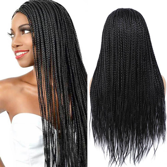 Black Color Long Micro Braids Wig Box Braided Wigs for Black Women