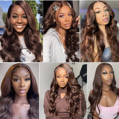 [Glueless Wig]  Hair Color Chocolate Brown Body Wave 4x4 & 5x5  Pre-cut Lace Ready To Go Glueless Wigs  Wigs