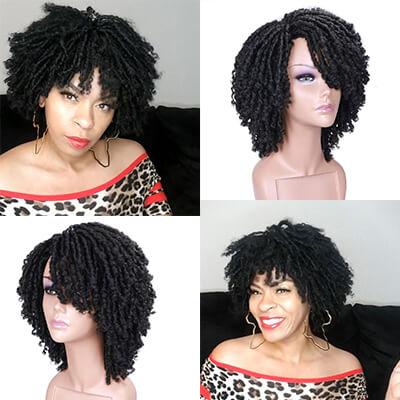 Dreadlock Wig Short Twist Wigs for Black Women Afro Curly Hair