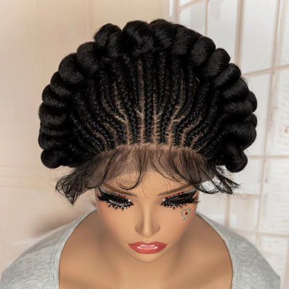 All-Lace Baby Hair Wig Bantu Knot Twisted Braid Wig
